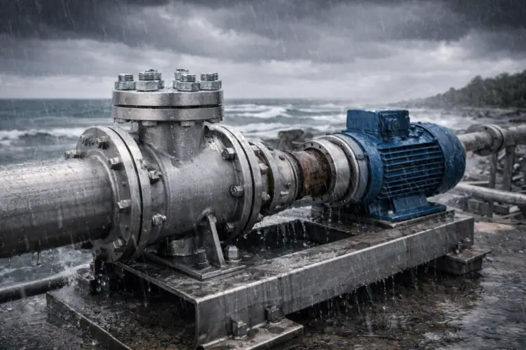 insutrial pump in storm
